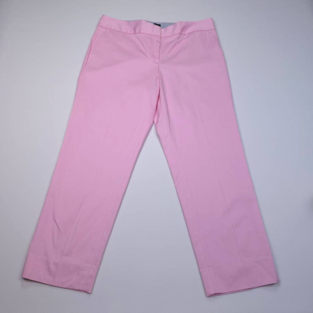 TALBOTS Pink Slim Crop Pants 10 Cotton Blend Textured Pique Pucker Classic - Picture 1 of 12